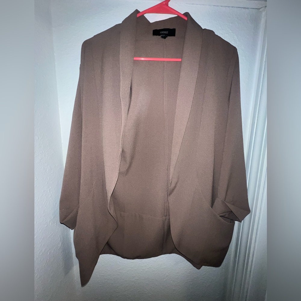 Mocha Open-Front Blazer
